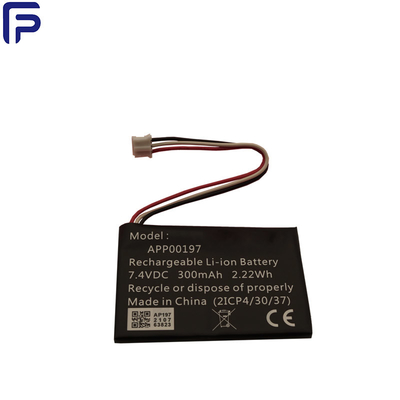 300mAh Lithium Ion Battery Pack , 2S1P 7.4 Volt Rechargeable Battery For Recorder