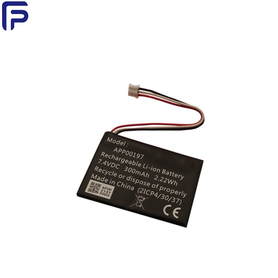 300mAh Lithium Ion Battery Pack , 2S1P 7.4 Volt Rechargeable Battery For Recorder