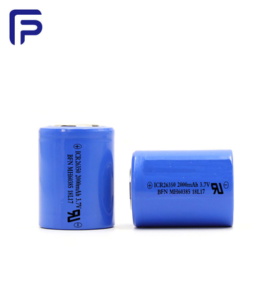 Safe 2000mah 3.7 V Battery , 26350C Li Ion Battery Cell 300 Cycle Life ODM