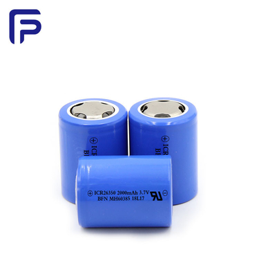 Safe 2000mah 3.7 V Battery , 26350C Li Ion Battery Cell 300 Cycle Life ODM